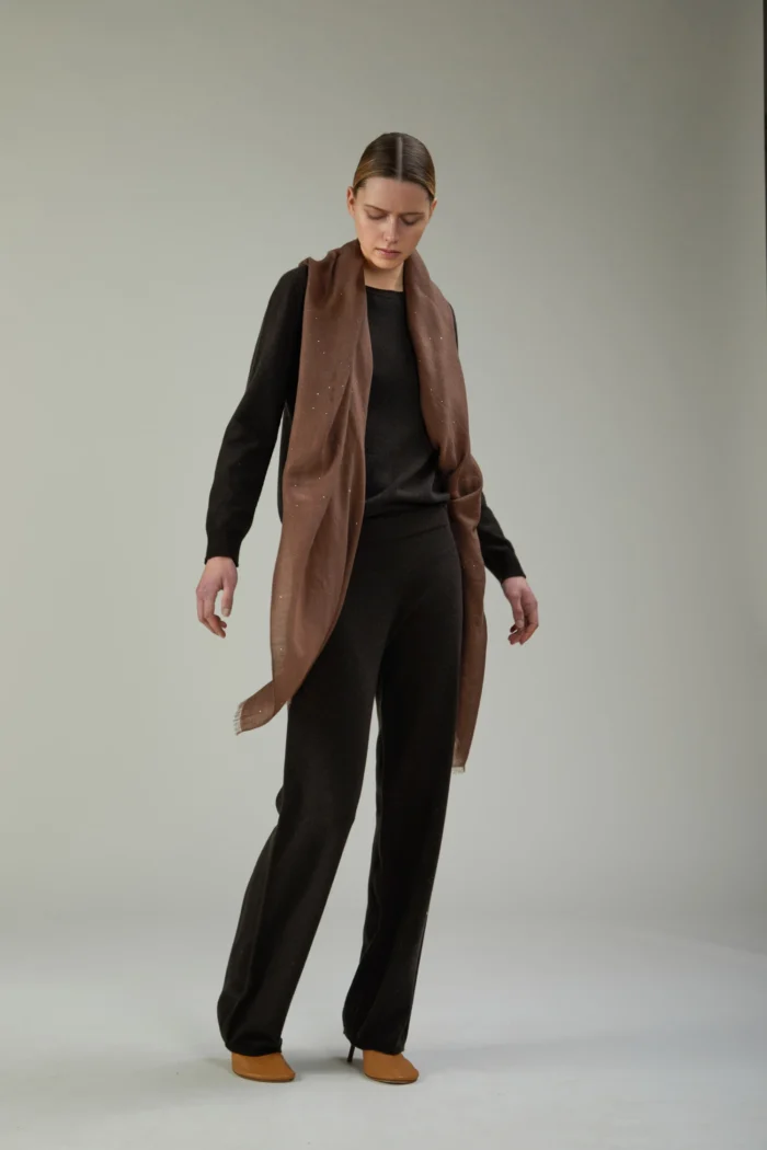 Pantalone a palazzo in lana e cashmere